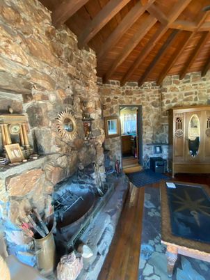 Fireplace, Interior, Stone Walls, Wooden Beams, Wooden Ceilings, Wood Texture Flooring