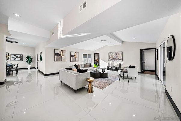 Dining room, Fireplace, Interior, Living room, Recessed Lighting