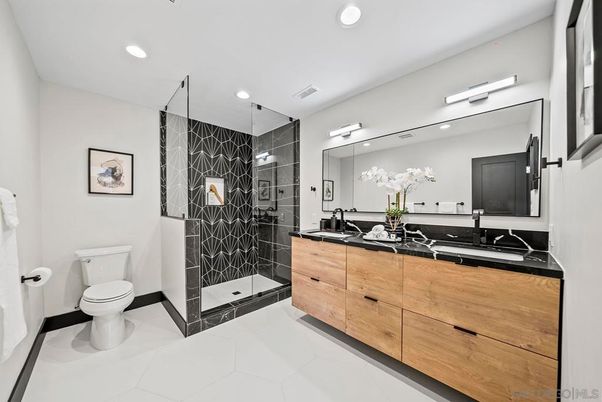 Bathroom, Dual Sink Vanities, Glass Shower, Interior, Recessed Lighting