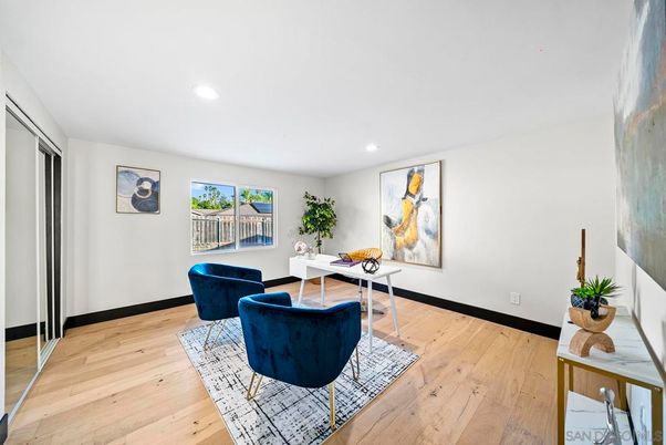 Home Office, Interior, Recessed Lighting, Wood Texture Flooring