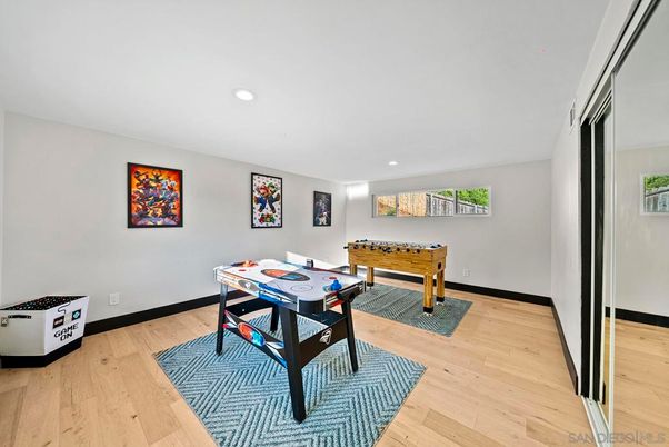 Game Room, Interior, Recessed Lighting, Wood Texture Flooring