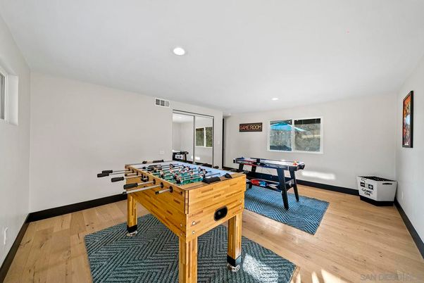 Game Room, Interior, Recessed Lighting, Wood Texture Flooring