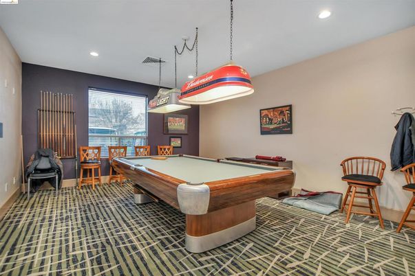 Billiard Table, Game Room, Interior, Pendant Lights, Recessed Lighting