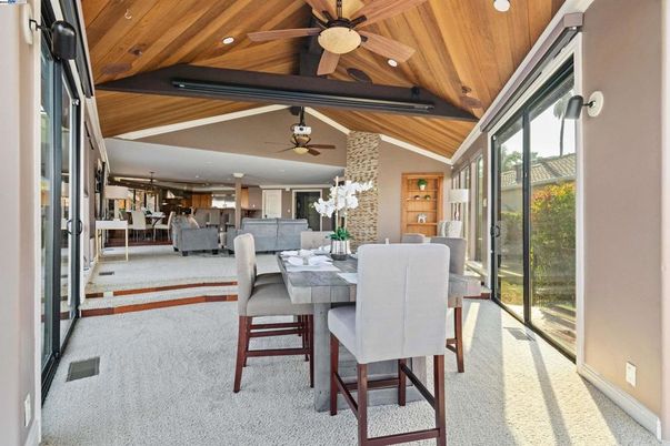 Dining room, Interior, Living room, Recessed Lighting, Wooden Ceilings