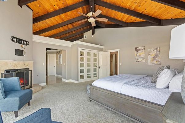 Bedroom, Fireplace, Interior, Wooden Beams, Wooden Ceilings