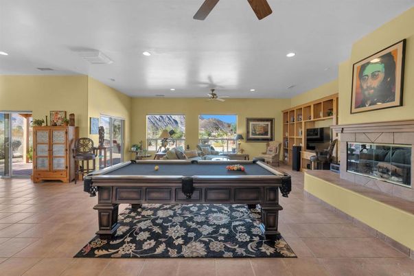 Billiard Table, Fireplace, Game Room, Interior, Recessed Lighting