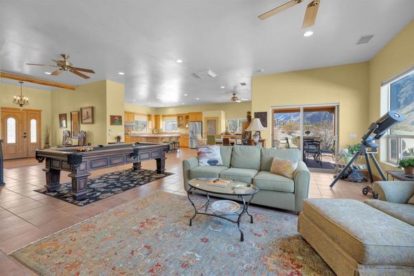 Billiard Table, Chandelier, Dining room, Game Room, Interior, Kitchen, Living room, Recessed Lighting