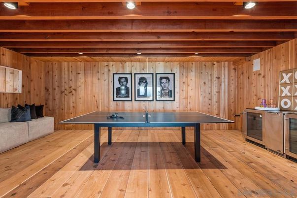 Game Room, Interior, Recessed Lighting, Wooden Beams, Wooden Ceilings, Wood Texture Flooring, Wooden Walls