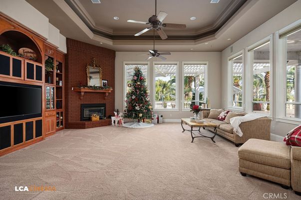 Fireplace, Interior, Living room, Recessed Lighting, Stone Walls