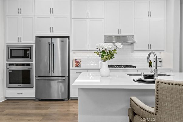 Interior, Kitchen, Stainless Steel Appliances, Wood Texture Flooring