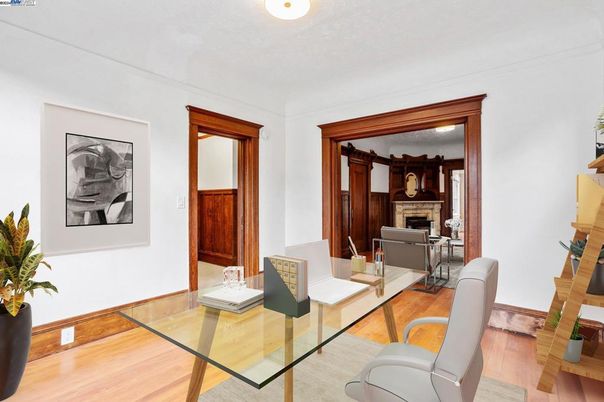 Fireplace, Home Office, Interior, Wood Texture Flooring