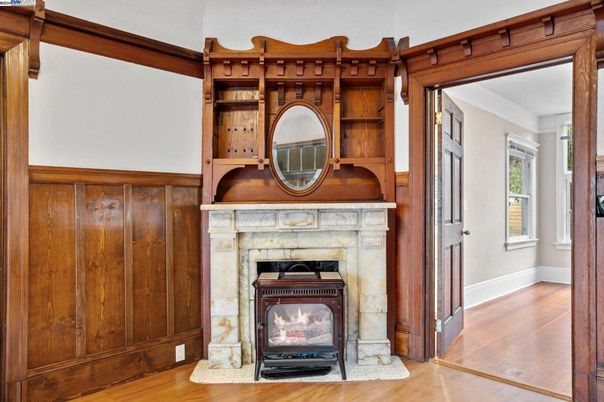 Fireplace, Interior, Wood Texture Flooring