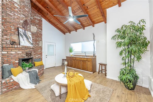 Fireplace, Interior, Living room, Stone Walls, Wooden Beams, Wooden Ceilings, Wood Texture Flooring