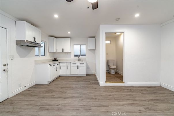Interior, Kitchen, Recessed Lighting, Wood Texture Flooring