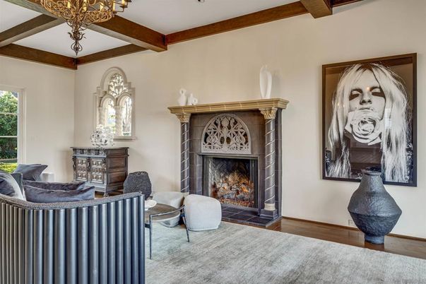 Fireplace, Interior, Living room, Wooden Beams, Wood Texture Flooring