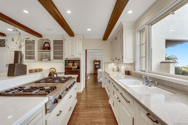 Interior, Kitchen, Recessed Lighting, Wooden Beams, Wood Texture Flooring