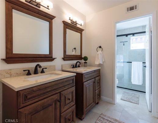 Bathroom, Dual Sink Vanities, Glass Shower, Interior