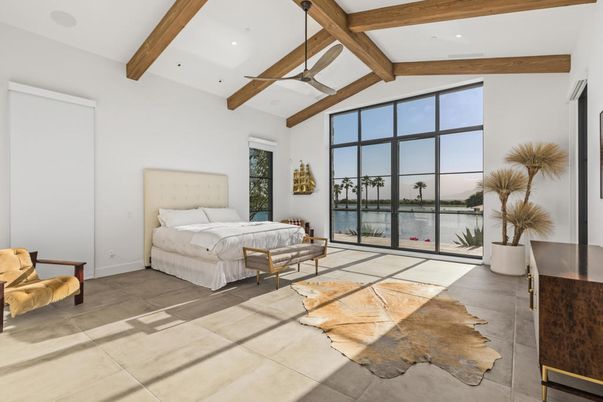 Bedroom, Interior, Recessed Lighting, Wooden Beams