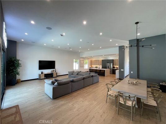 Dining room, Interior, Kitchen, Living room, Pendant Lights, Recessed Lighting, Wood Texture Flooring