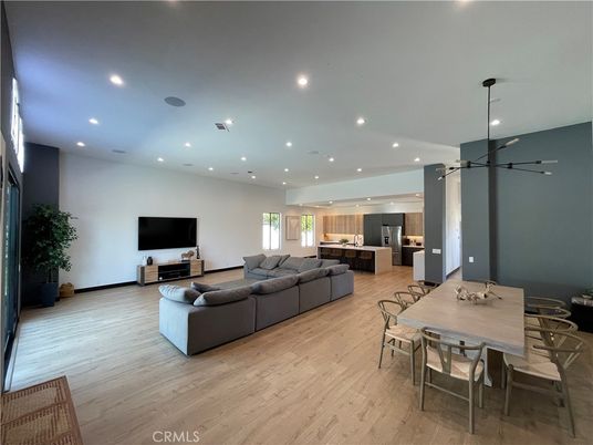 Dining room, Interior, Kitchen, Living room, Pendant Lights, Recessed Lighting, Wood Texture Flooring