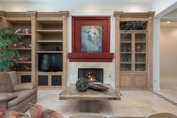 Fireplace, Interior, Living room, Recessed Lighting