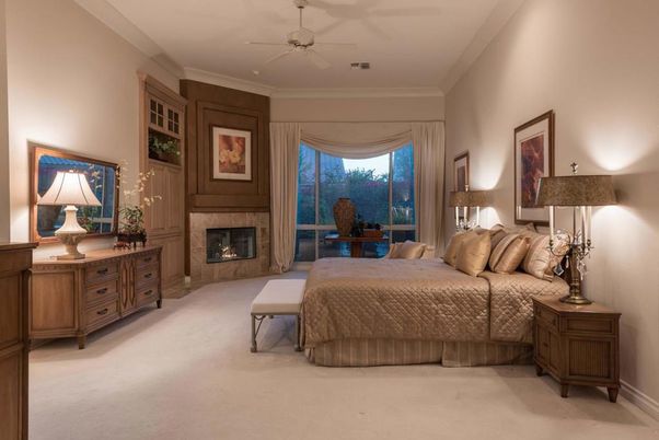 Bedroom, Fireplace, Interior