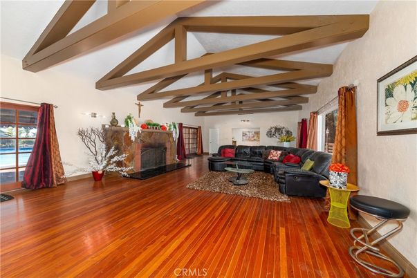 Fireplace, Interior, Living room, Wooden Beams, Wood Texture Flooring
