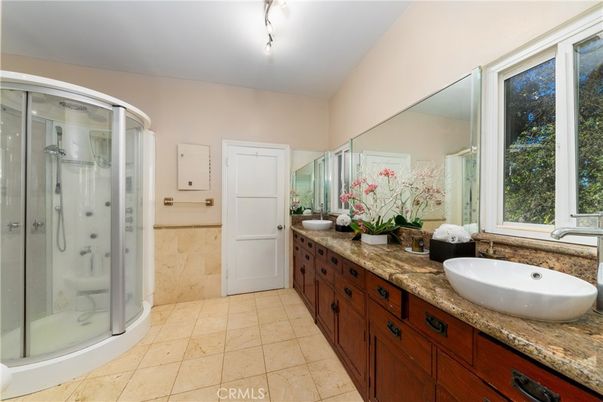 Bathroom, Dual Sink Vanities, Glass Shower, Interior