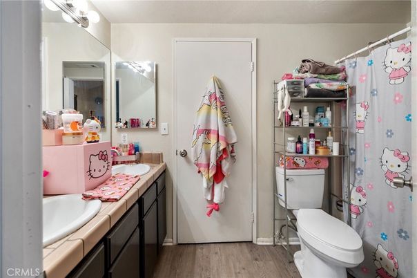 Bathroom, Interior, Tile Countertops, Wood Texture Flooring