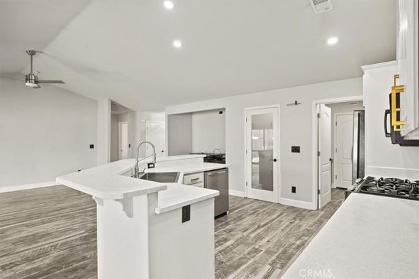 Interior, Kitchen, Recessed Lighting, Wood Texture Flooring
