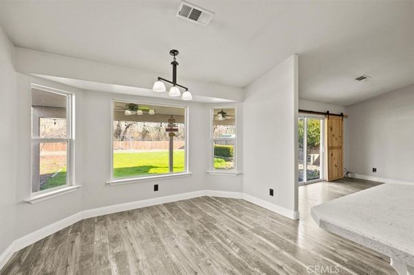 Empty room, Interior, Pendant Lights, Wood Texture Flooring