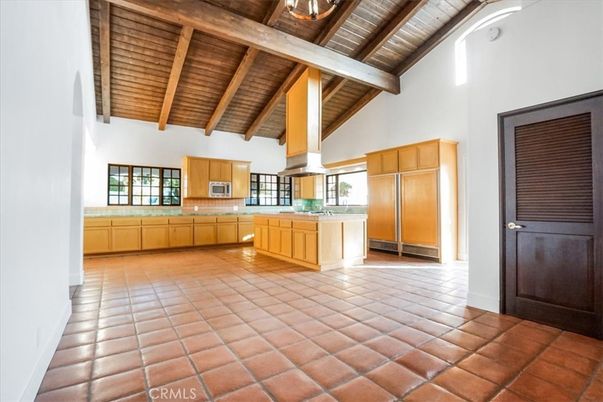 Interior, Kitchen, Tile Countertops, Wooden Beams, Wooden Ceilings