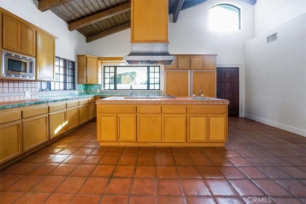 Interior, Kitchen, Tile Countertops, Wooden Beams, Wooden Ceilings