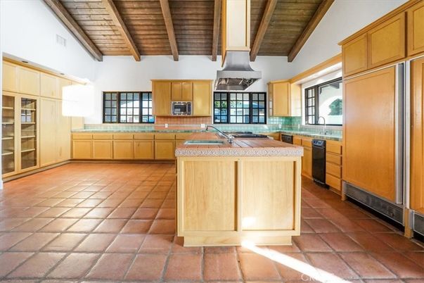 Interior, Kitchen, Tile Countertops, Wooden Beams, Wooden Ceilings