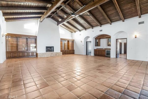 Empty room, Fireplace, Interior, Wooden Beams, Wooden Ceilings