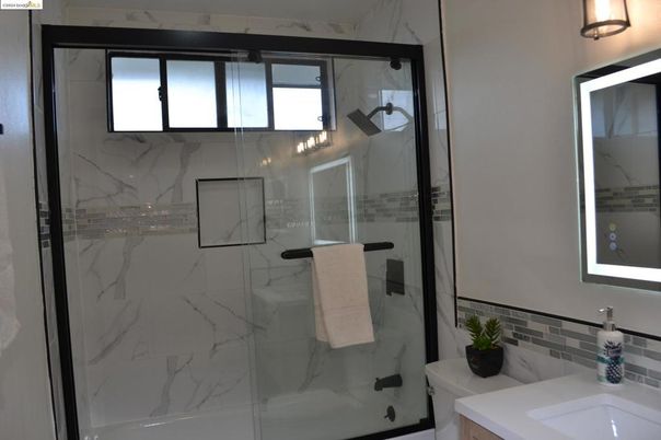 Bathroom, Glass Shower, Interior, Marble Walls
