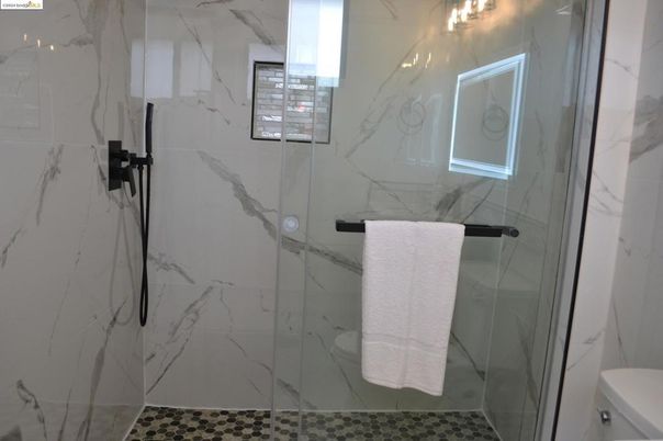 Bathroom, Glass Shower, Interior, Marble Walls