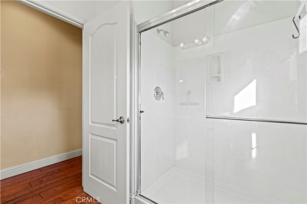 Bathroom, Glass Shower, Interior, Wood Texture Flooring