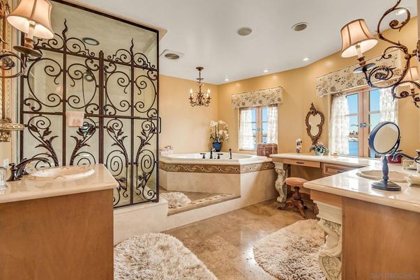 Bathroom, Chandelier, Interior, Recessed Lighting