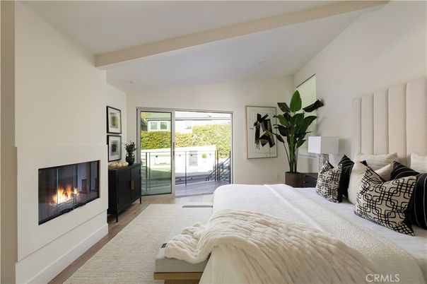 Bedroom, Fireplace, Interior, Wood Texture Flooring