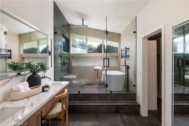 Bathroom, Dual Sink Vanities, Free Standing Baths, Glass Shower, Interior