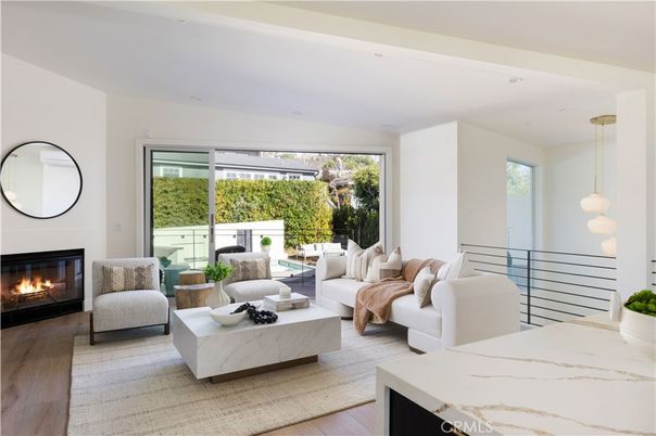 Fireplace, Interior, Living room, Pendant Lights, Wood Texture Flooring