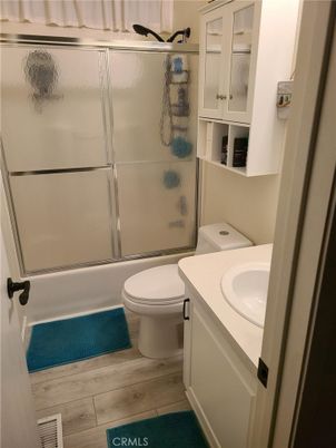 Bathroom, Glass Shower, Interior, Wood Texture Flooring