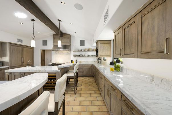 Interior, Kitchen, Pendant Lights, Recessed Lighting, Stainless Steel Appliances, Wooden Beams
