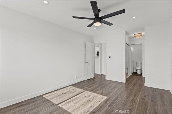 Bathroom, Empty room, Interior, Recessed Lighting, Wood Texture Flooring
