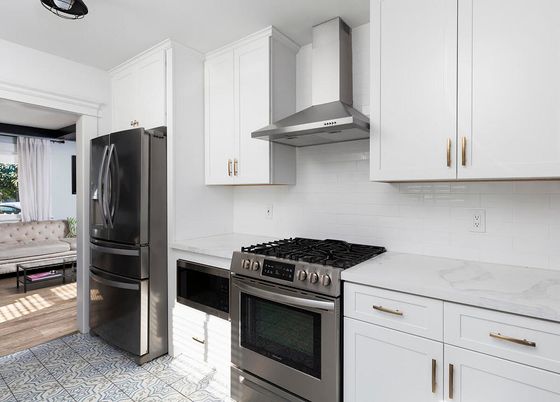 Interior, Kitchen, Stainless Steel Appliances, Wood Texture Flooring
