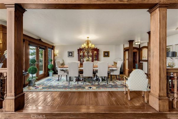 Chandelier, Dining room, Interior, Wood Texture Flooring