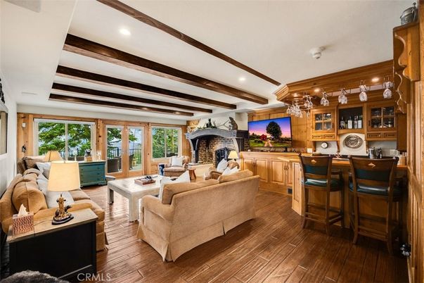 Interior, Living room, Recessed Lighting, Wooden Beams, Wood Texture Flooring