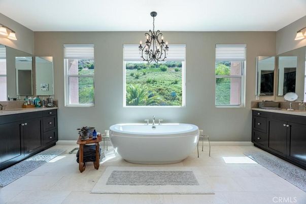 Bathroom, Chandelier, Dual Sink Vanities, Free Standing Baths, Interior