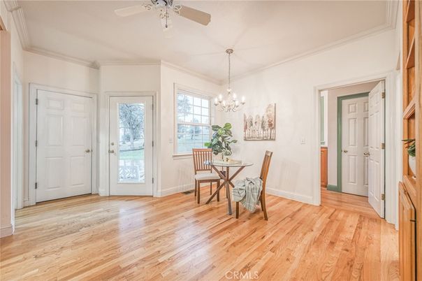 Chandelier, Dining room, Interior, Wood Texture Flooring